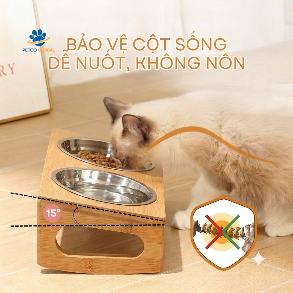Bát ăn nghiêng bảo vệ cột sống, dễ nuốt không nôn chớ cho mèo